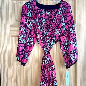 DKNY Pink Floral Print Robe Sz. Small New With Tags